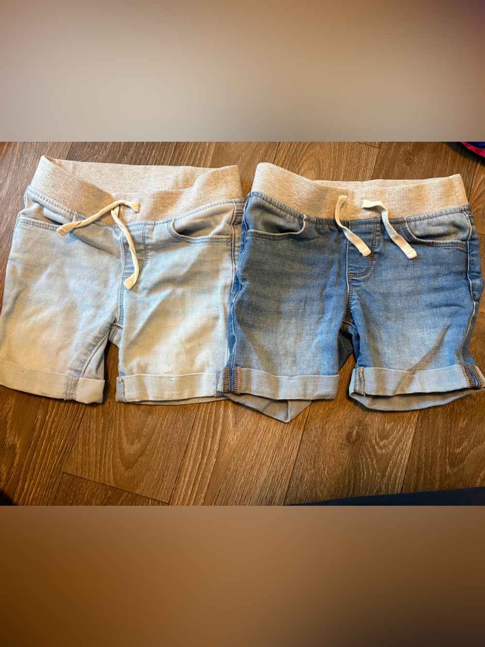 Bundle of 2 Kids Denim-Look Pull-On Shorts in Light Blue